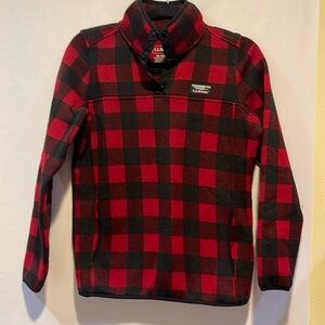 Women's L.L.Bean Sweater Fleece Pullover, Buffalo Plaid Garnet